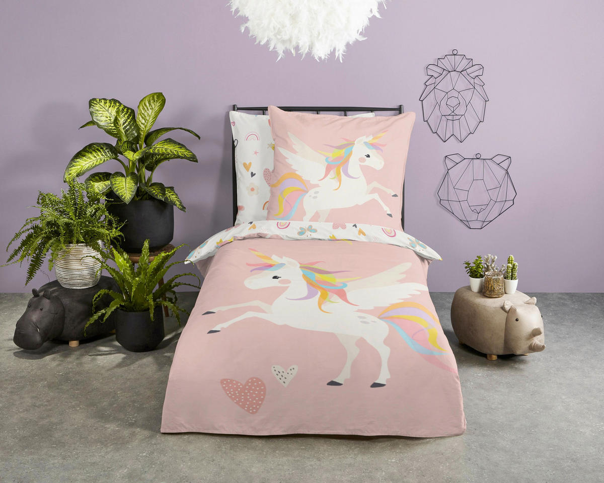 DEČJA POSTELJINA UNICORN 140/200 cm renforcé tkanina pink  - pink, Konvencionalno, tekstil (140/200cm) - Ben'n'jen