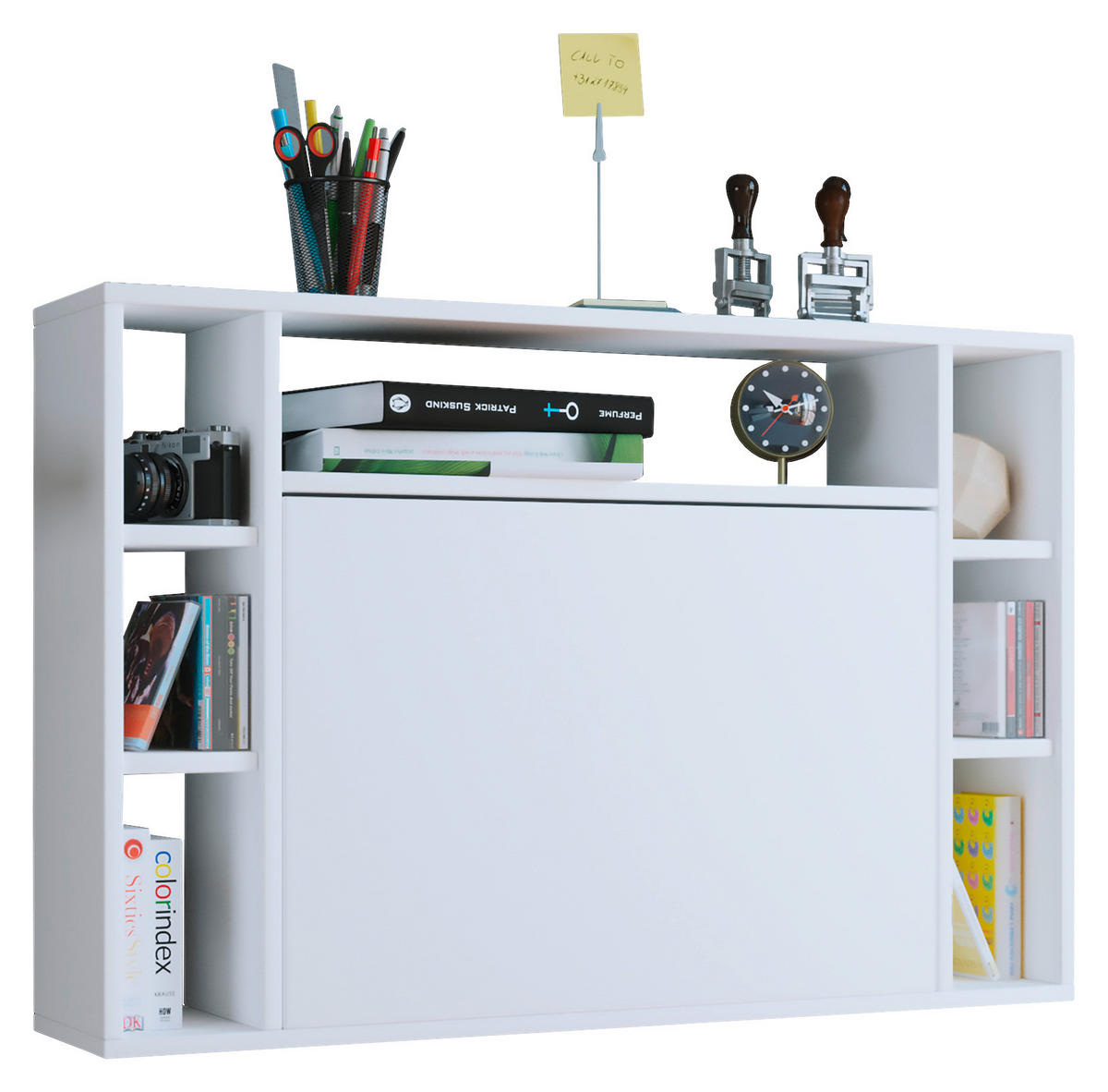 LAPTOPTISCH 90/20/60 cm klappbar, Stauraum, Regal, Wandmontage  - Weiß, KONVENTIONELL, Holzwerkstoff (90/20/60cm) - MID.YOU