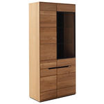 VITRINE  in furniert, massiv Wildeiche Wildeiche - Wildeiche/Schwarz, Natur, Glas/Holz (93/196/41cm) - Linea Natura