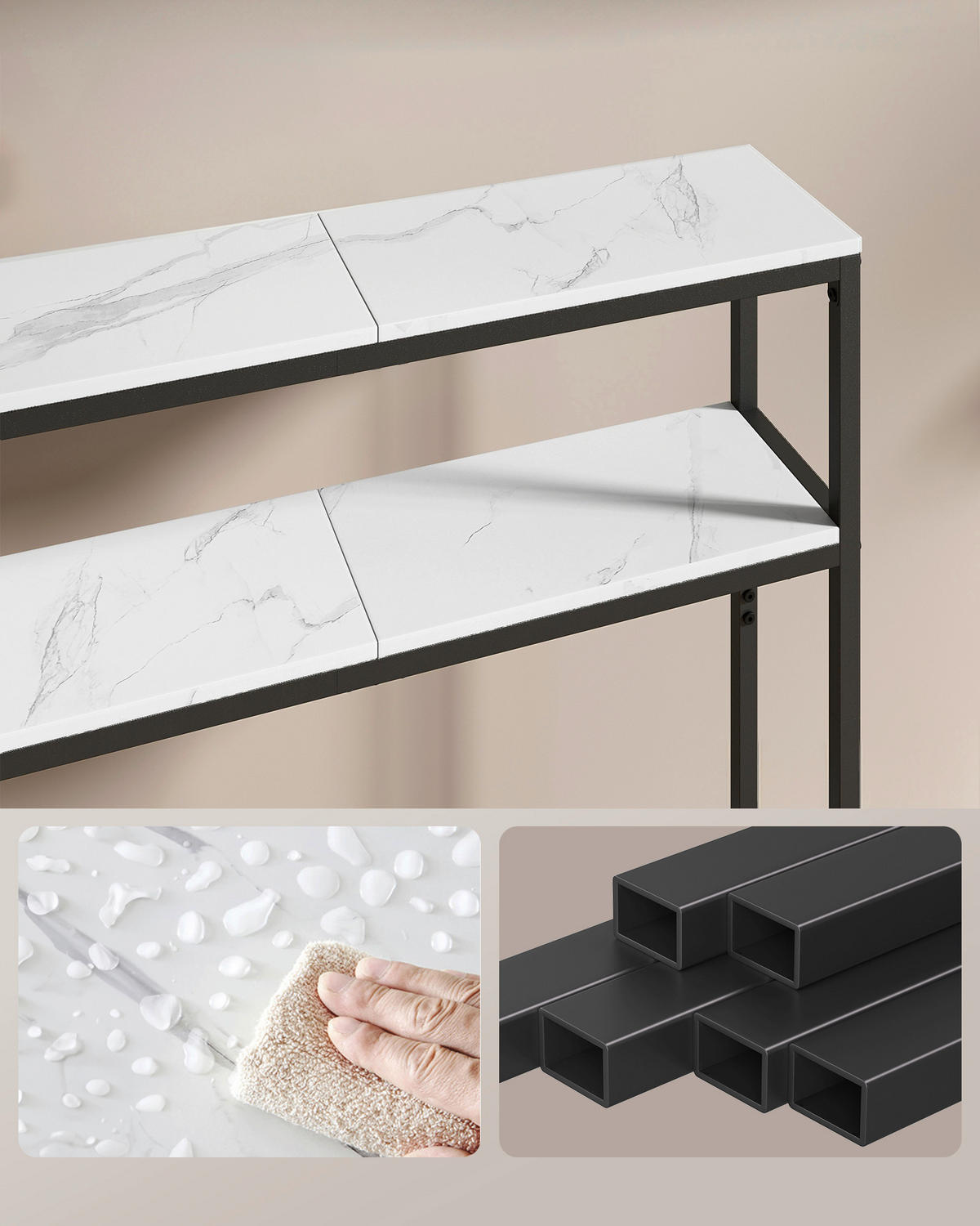 KONSOLENTISCH Weiß  - Schwarz/Weiß, Trend, Holzwerkstoff/Metall (80/20/80cm) - Boxxx