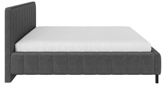 POLSTERBETT gepolstertes Kopfteil, Lattenrost, Bettkasten Anthrazit 180/200 cm  - Anthrazit/Schwarz, Design, Holz/Textil (180/200cm) - Carryhome