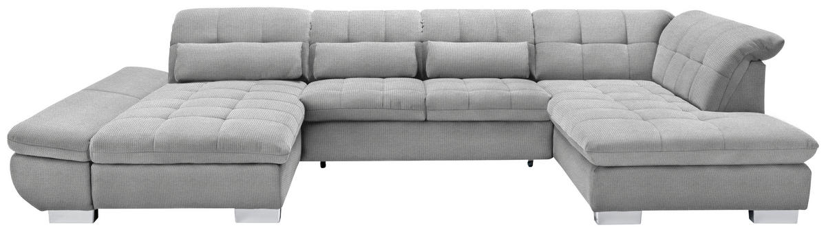 WOHNLANDSCHAFT in Mikrofaser Hellgrau  - Chromfarben/Hellgrau, Design, Kunststoff/Textil (204/350/211cm) - Xora