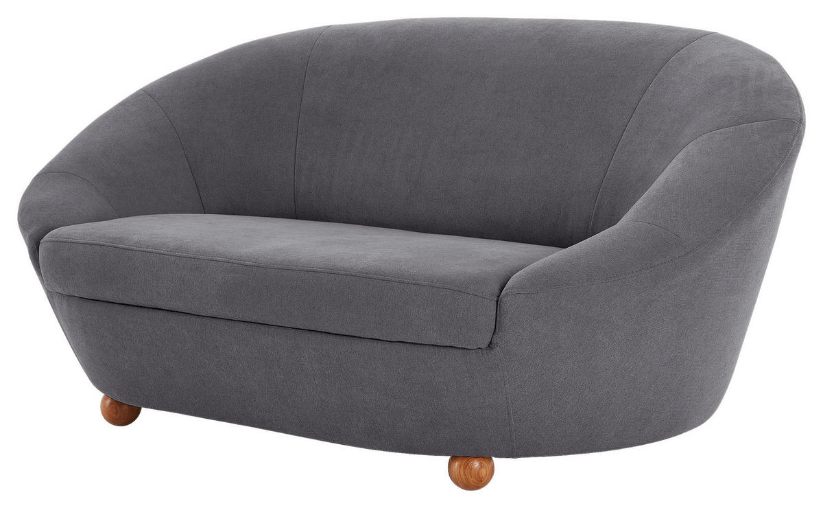 2-SITZER-SOFA Mikrofaser Dunkelgrau  - Eichefarben/Dunkelgrau, Design, Holz/Textil (178/82/114cm) - LOOKS by W.Joop