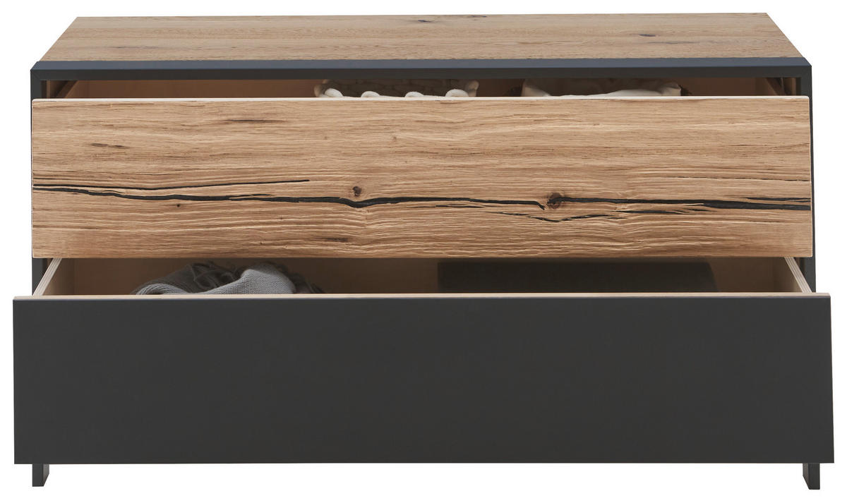 GARDEROBENBANK 99/52,6/44,6 cm  - Eichefarben/Grau, Natur, Glas/Holz (99/52,6/44,6cm) - Valdera