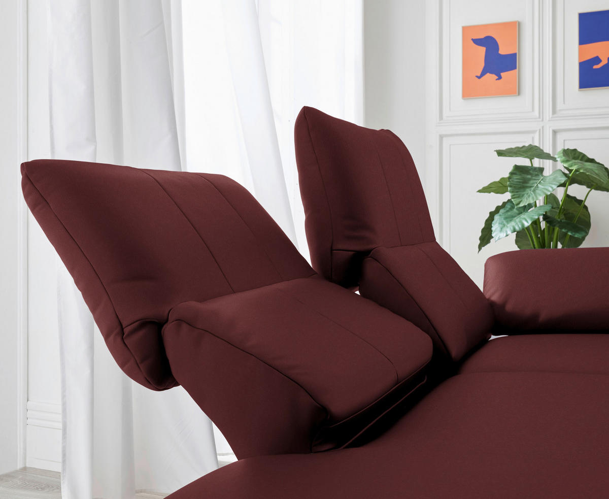 RÉCAMIERE in Echtleder Rot  - Chromfarben/Rot, Design, Leder/Metall (209/85-109/95-16cm) - Dieter Knoll