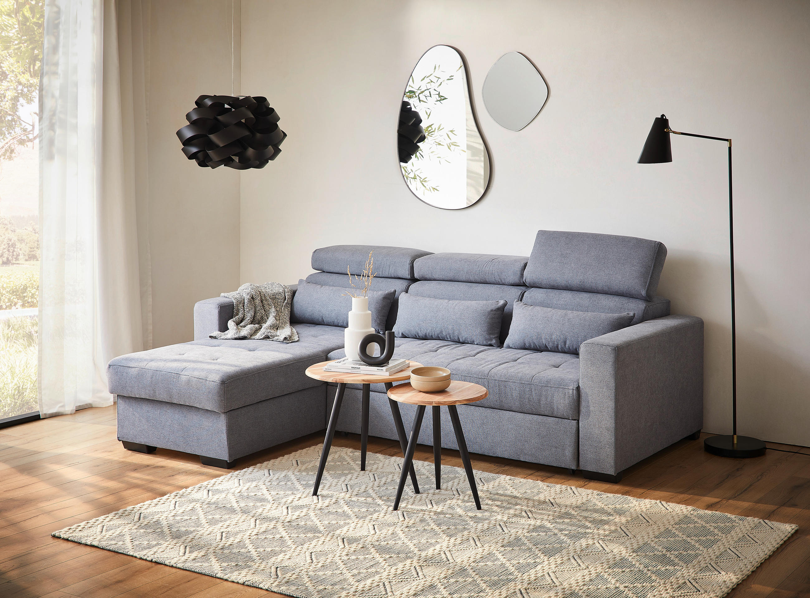 UGAONA GARNITURA plavo-siva - plavo-siva/crna, Dizajnerski, tekstil/plastika (179/240cm) - Carryhome