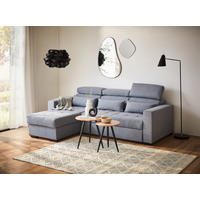 ECKSOFA Webstoff Blaugrau  - Blaugrau/Schwarz, Design, Kunststoff/Textil (179/240cm) - Carryhome
