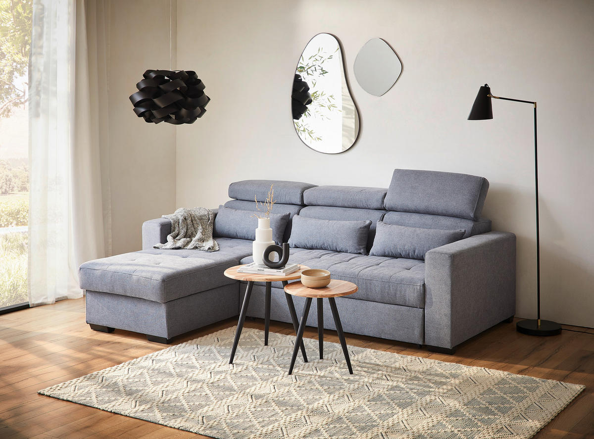 KUTNA GARNITURA tekstil  plavkastosiva   - plavkastosiva/crna, Design, tekstil/plastika (179/240cm) - Carryhome