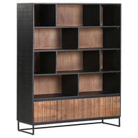 REGAL Mangoholz furniert, massiv Braun, Naturfarben, Schwarz  - Schwarz/Braun, LIFESTYLE, Holz/Metall (120/150/40cm) - Landscape