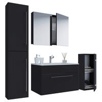 BADEZIMMER 5-teilig  in 126 cm  - Alufarben/Schwarz, MODERN, Keramik/Holzwerkstoff (126cm) - MID.YOU