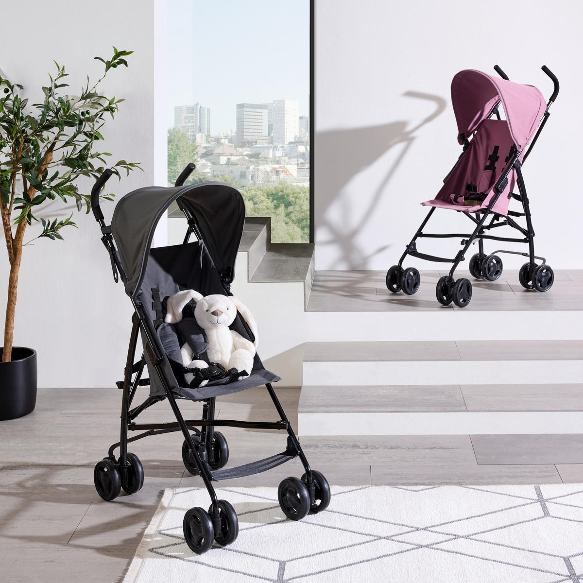 BUGGY  - Hellrosa/Schwarz, Basics, Kunststoff/Textil (60/45/99cm) - My Baby Lou