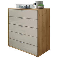 KOMODA, barve hrasta  - barve hrasta, Design, steklo/leseni material (80/86/43cm) - Venda