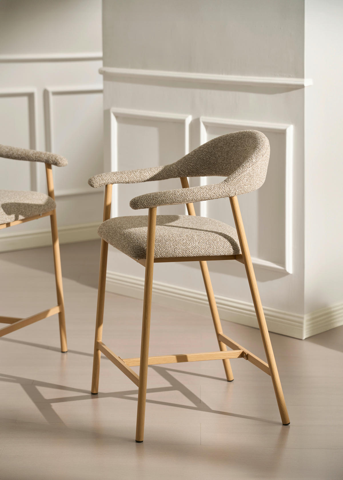 BARHOCKER in Taupe, Eichefarben  - Taupe/Eichefarben, MODERN, Holz/Textil (54/94,5/54,5cm) - Livetastic