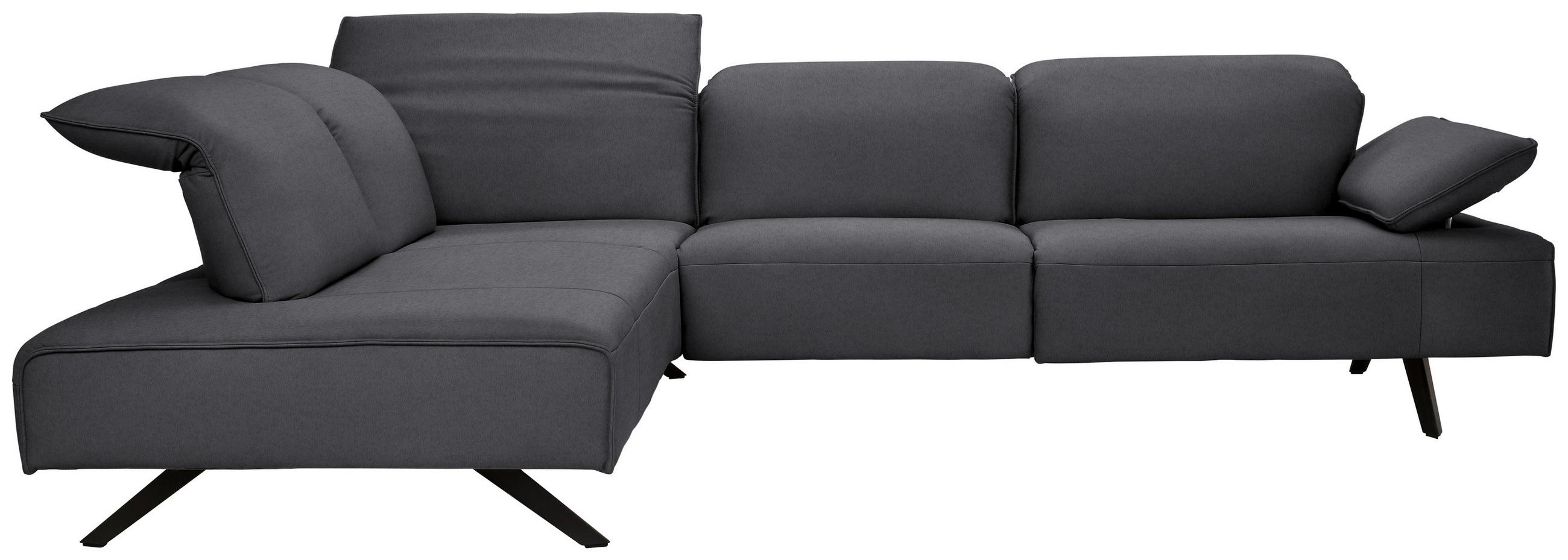 ECKSOFA  in Echtleder Dunkelgrau  230/290 cm  - Dunkelgrau/Anthrazit, Design, Leder/Metall (230/290cm) - Johann Jakob