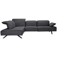 ECKSOFA  in Echtleder Dunkelgrau  230/290 cm  - Dunkelgrau/Anthrazit, Design, Leder/Metall (230/290cm) - Johann Jakob