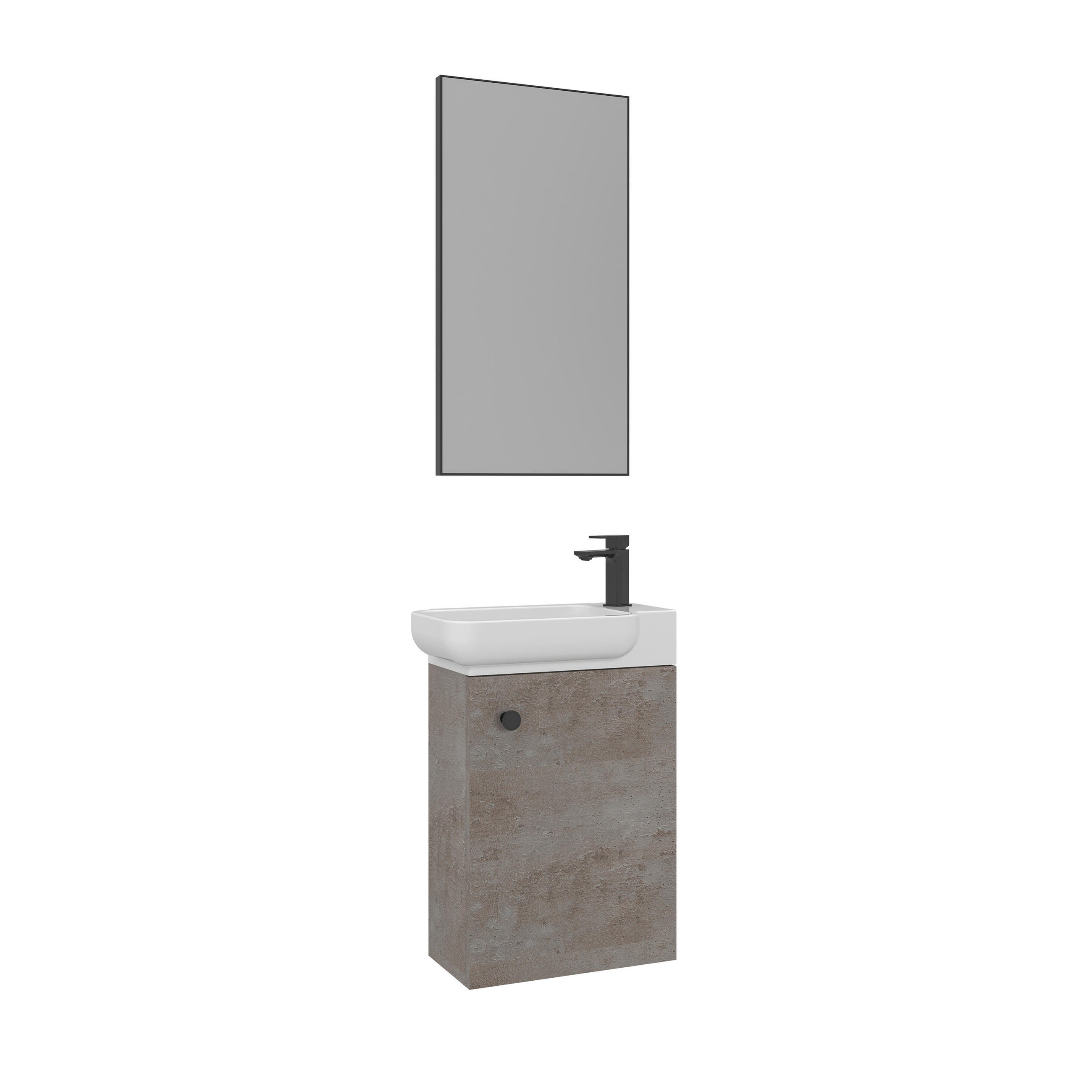 GÄSTEBAD 55 cm  - Weiß Hochglanz/Schwarz, MODERN, Keramik/Holzwerkstoff (55cm) - MID.YOU