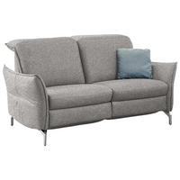 2,5-SITZER in Chenille Grau, Weiss  - Weiss/Grau, Modern, Textil/Metall (185/89/109cm) - Livetastic