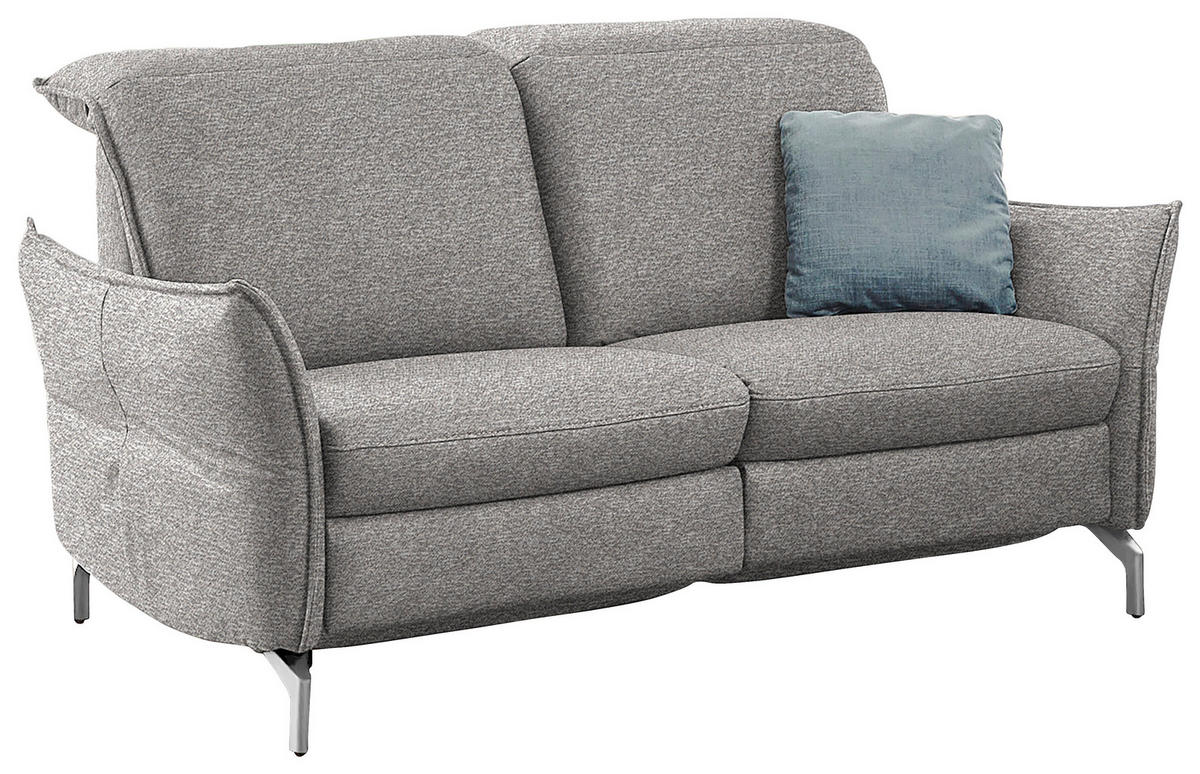 2,5-SITZER in Chenille Grau, Weiss  - Weiss/Grau, Modern, Textil/Metall (185/89/109cm) - Livetastic