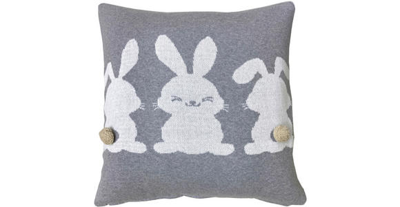 KISSENHÜLLE 48/48 cm  - Elfenbein/Grau, Textil (48/48cm) - Esposa