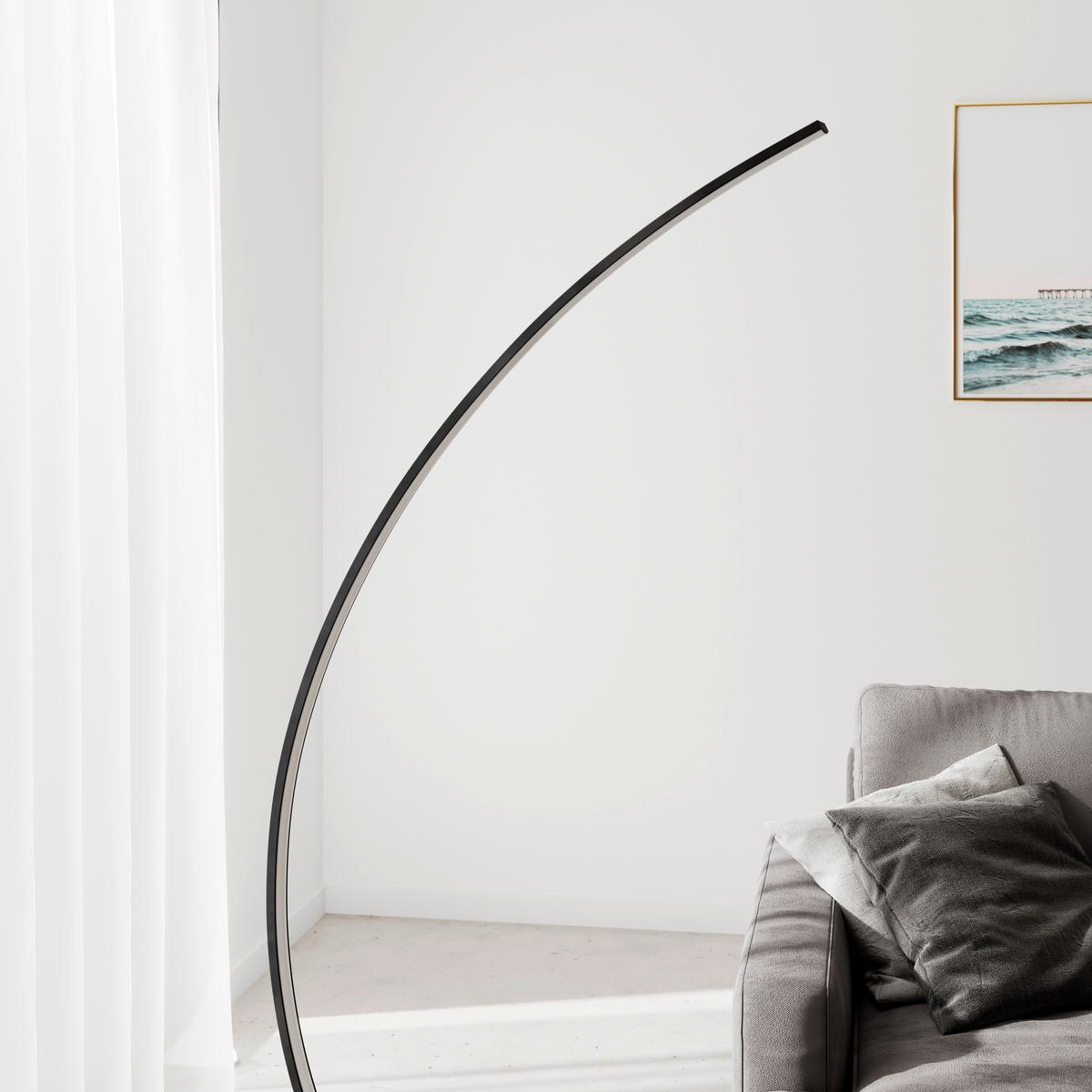 LED ÁLLÓLÁMPA - fekete, Design, műanyag/fém (81/28/165cm) - Novel