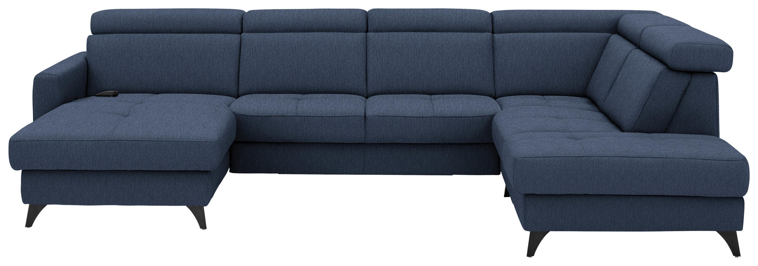 WOHNLANDSCHAFT Beldomo System in Flachgewebe Dunkelblau  - Schwarz/Dunkelblau, KONVENTIONELL, Textil/Metall (174/333/215cm) - Beldomo System