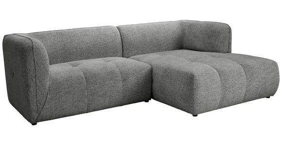 ECKSOFA Grau Chenille  - Schwarz/Grau, KONVENTIONELL, Kunststoff/Textil (255/164cm) - Ambia Home