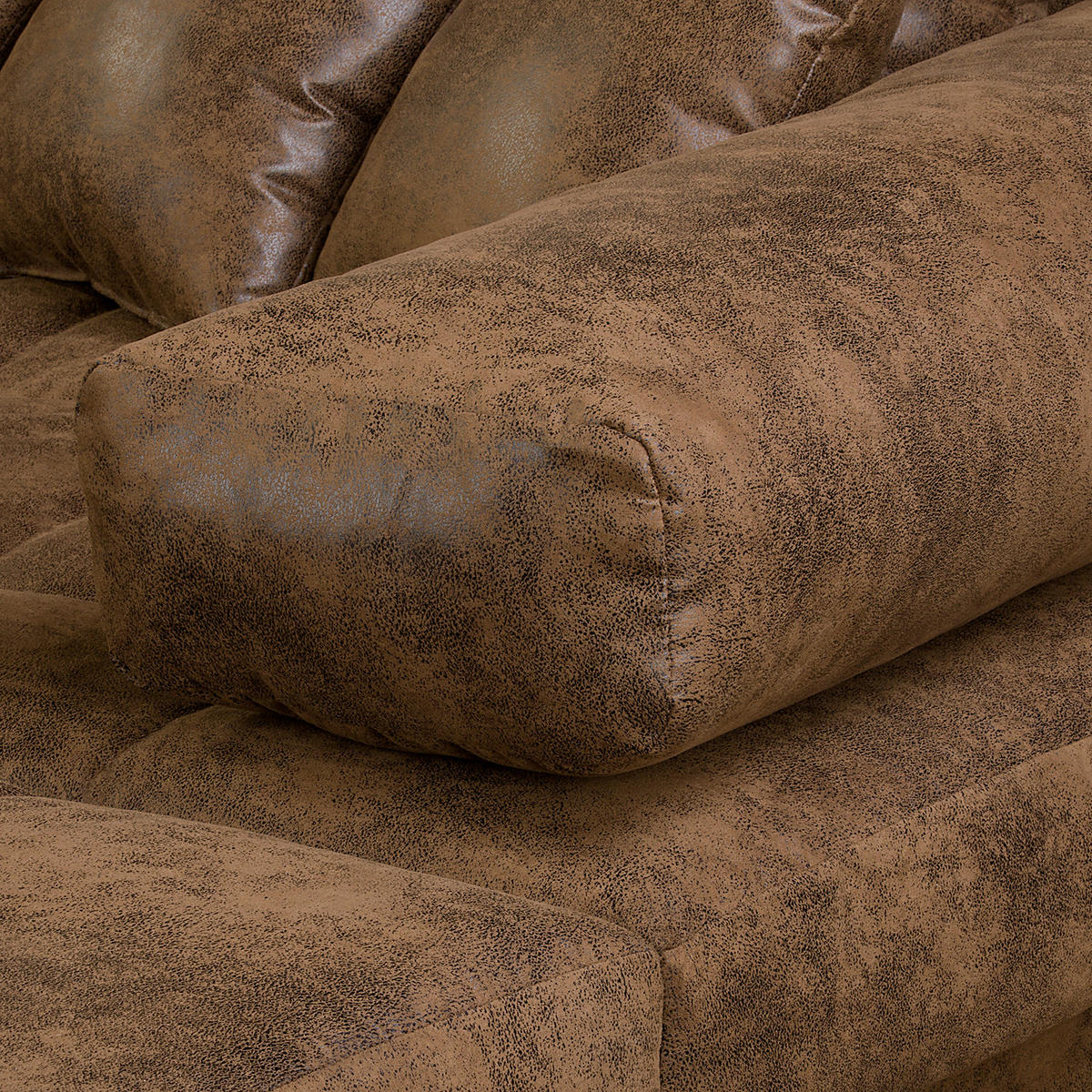 ECKSOFA Naomi in Lederlook Braun Rückenkissen  284/243 cm  - Schwarz/Braun, Design, Kunststoff/Textil (284/243cm) - P & B