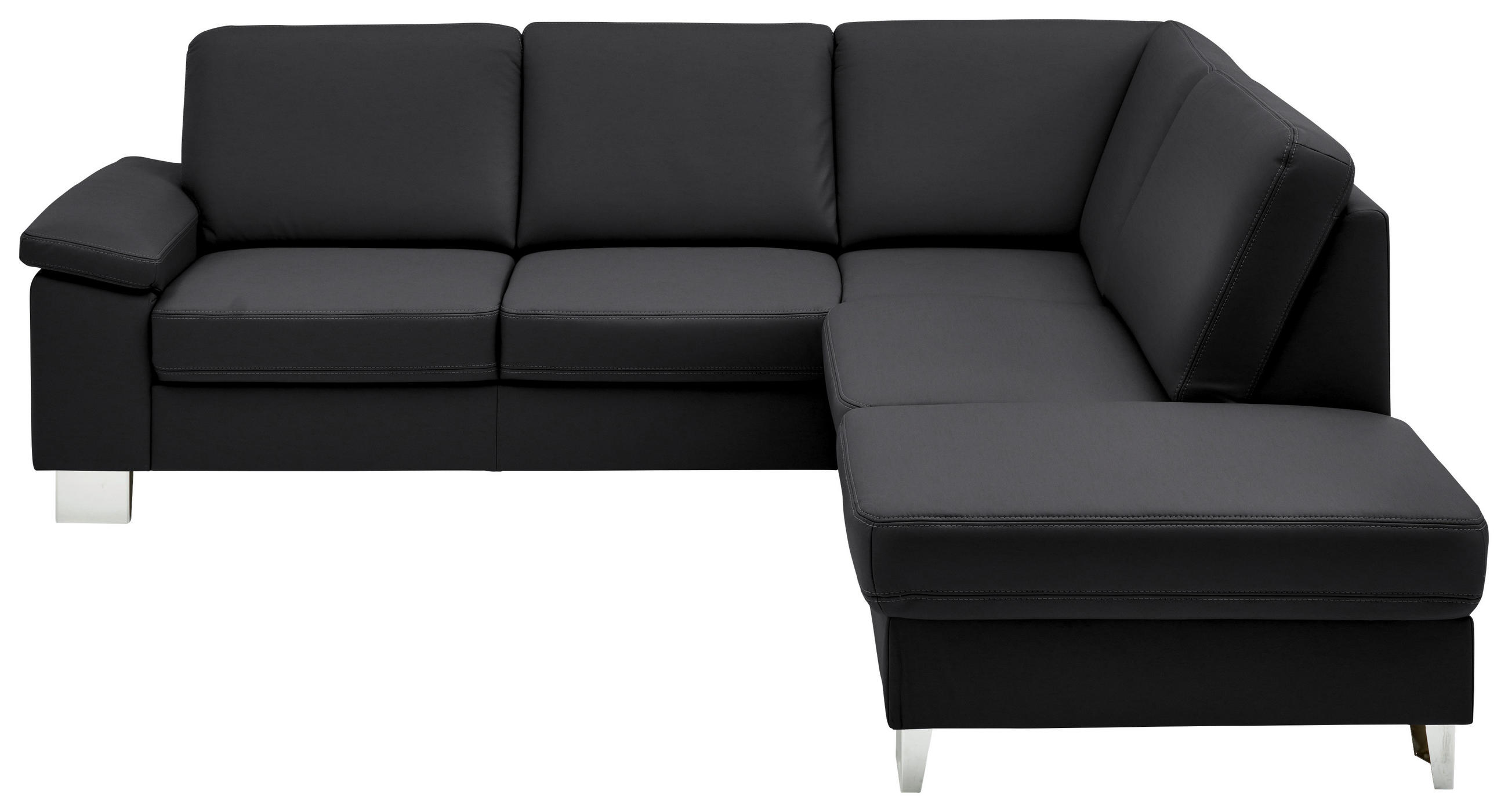 ECKSOFA  in Echtleder Anthrazit  248/235 cm  - Anthrazit/Alufarben, Design, Leder/Metall (248/235cm) - Beldomo Premium
