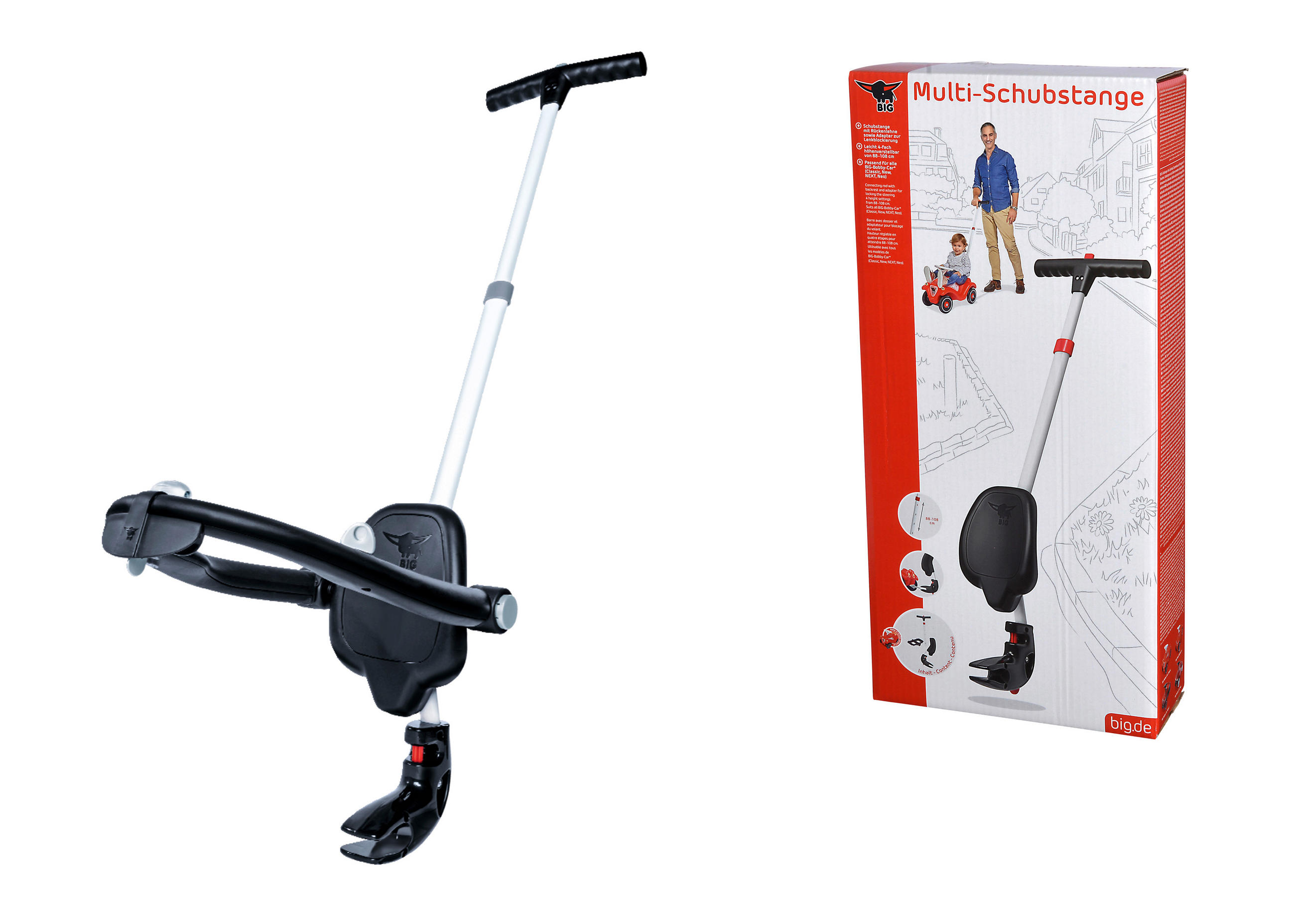 SCHUBSTANGE Bobby Car Premium-Schubstange  - Schwarz/Weiß, Basics, Kunststoff (9,50/25,50/53,50cm) - BIG