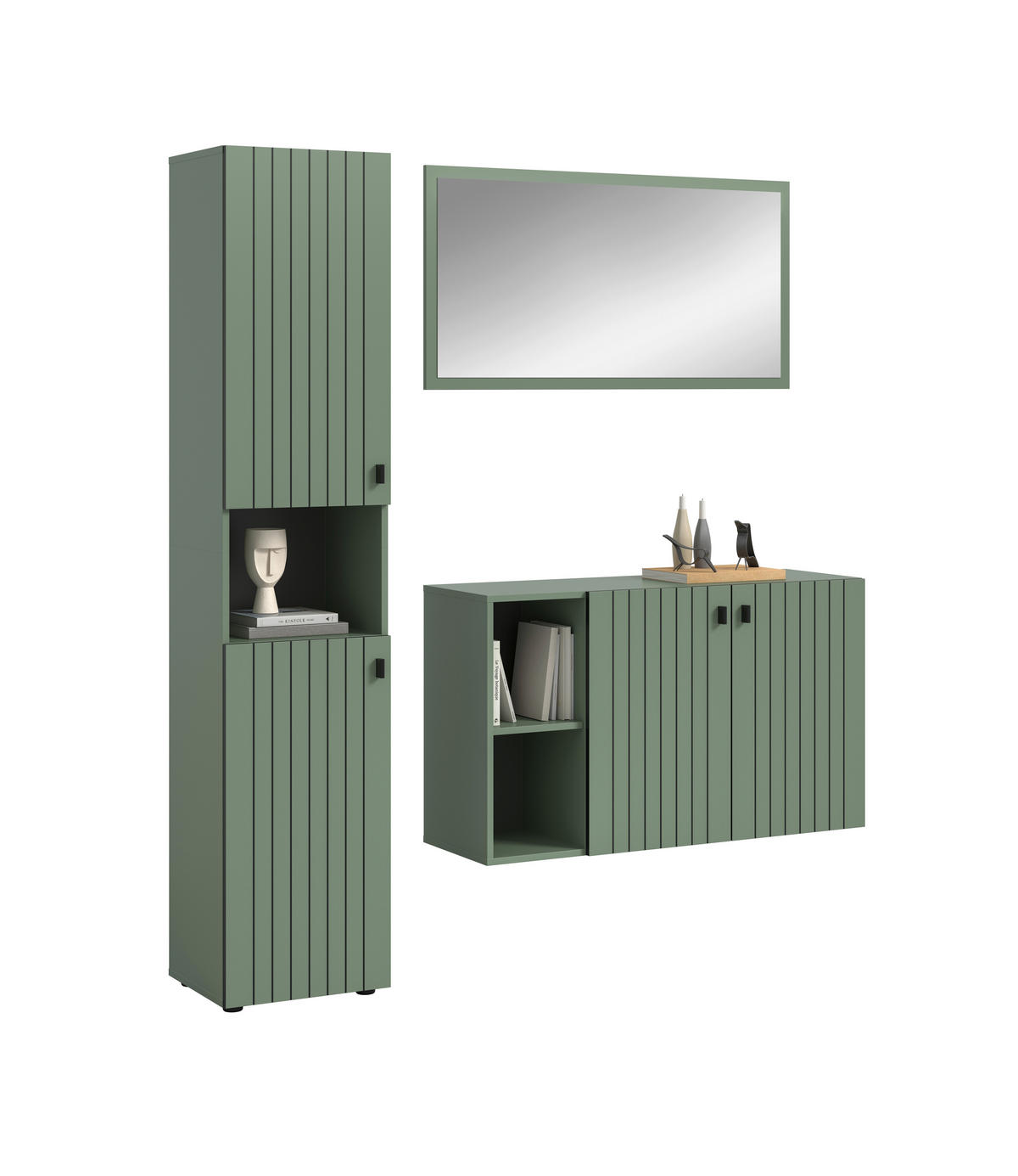 HALLMÖBEL 3 delar  i 161/192/37 cm  - grågrön, Design, trämaterial (161/192/37cm) - MID.YOU