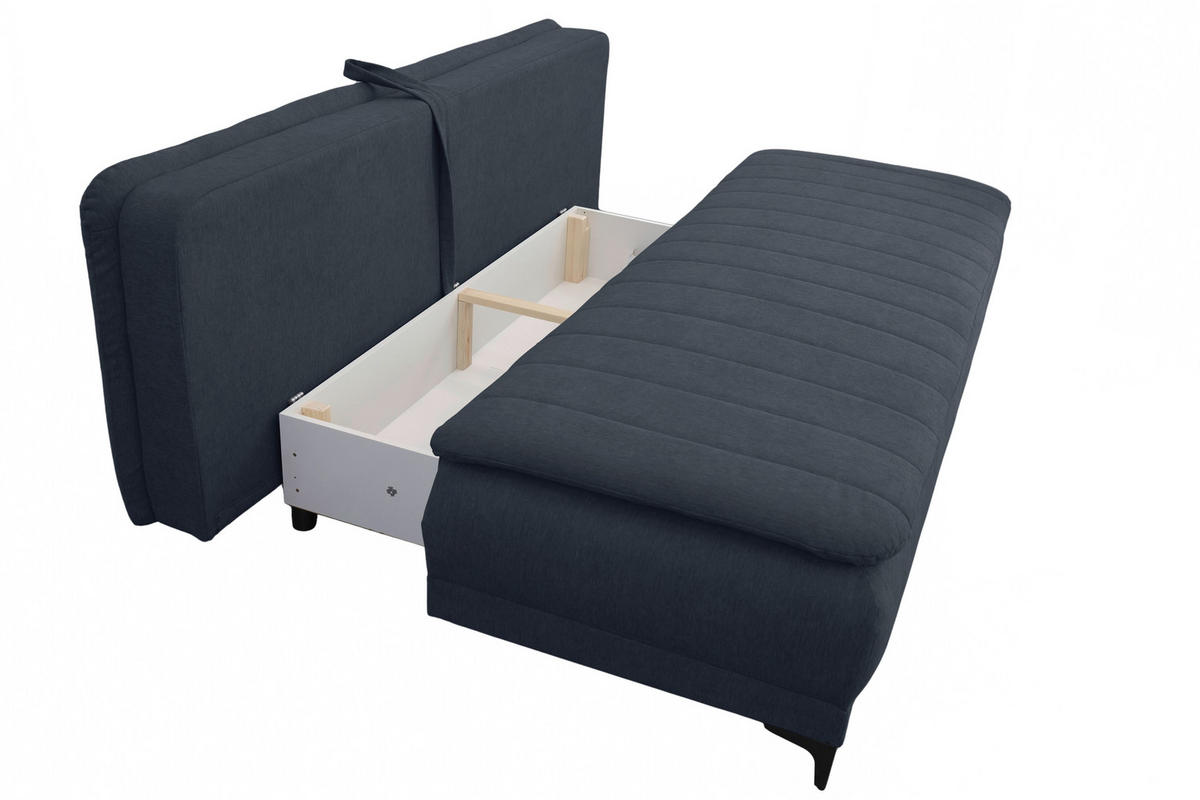 SCHLAFSOFA in Flachgewebe Dunkelblau  - Schwarz/Dunkelblau, Basics, Textil/Metall (202/98/78cm) - Livetastic