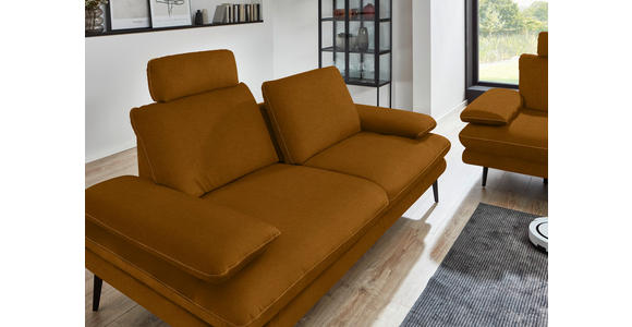 3-SITZER-SOFA in Velours Cognac - Cognac/Beige, Design, Textil/Metall (222/89/104cm) - Dieter Knoll