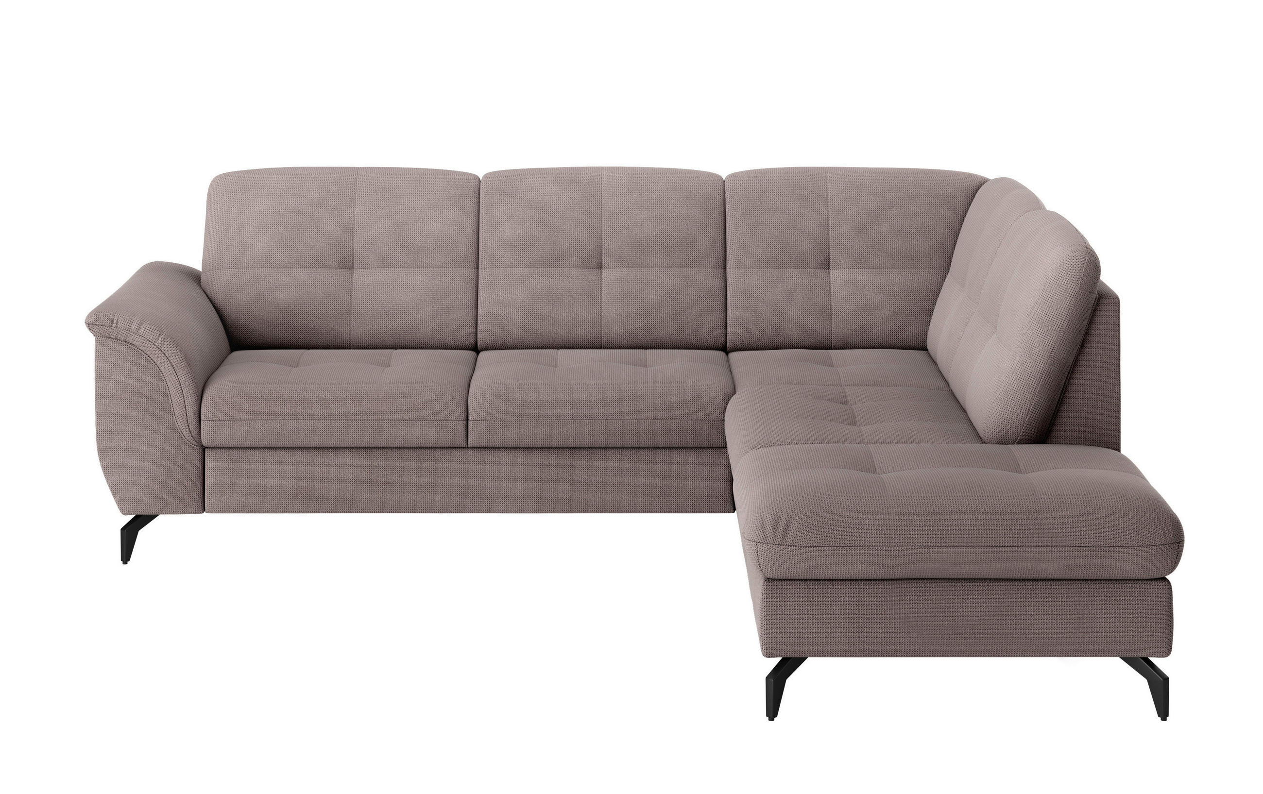 ECKSOFA in Flachgewebe Taupe  - Taupe/Schwarz, Modern, Textil/Metall (244/212cm) - Sit & More