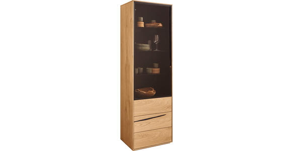 VITRINE  in furniert Wildeiche Schwarz, Eichefarben - Eichefarben/Schwarz, Natur, Glas/Holz (60/192/40cm) - Waldwelt