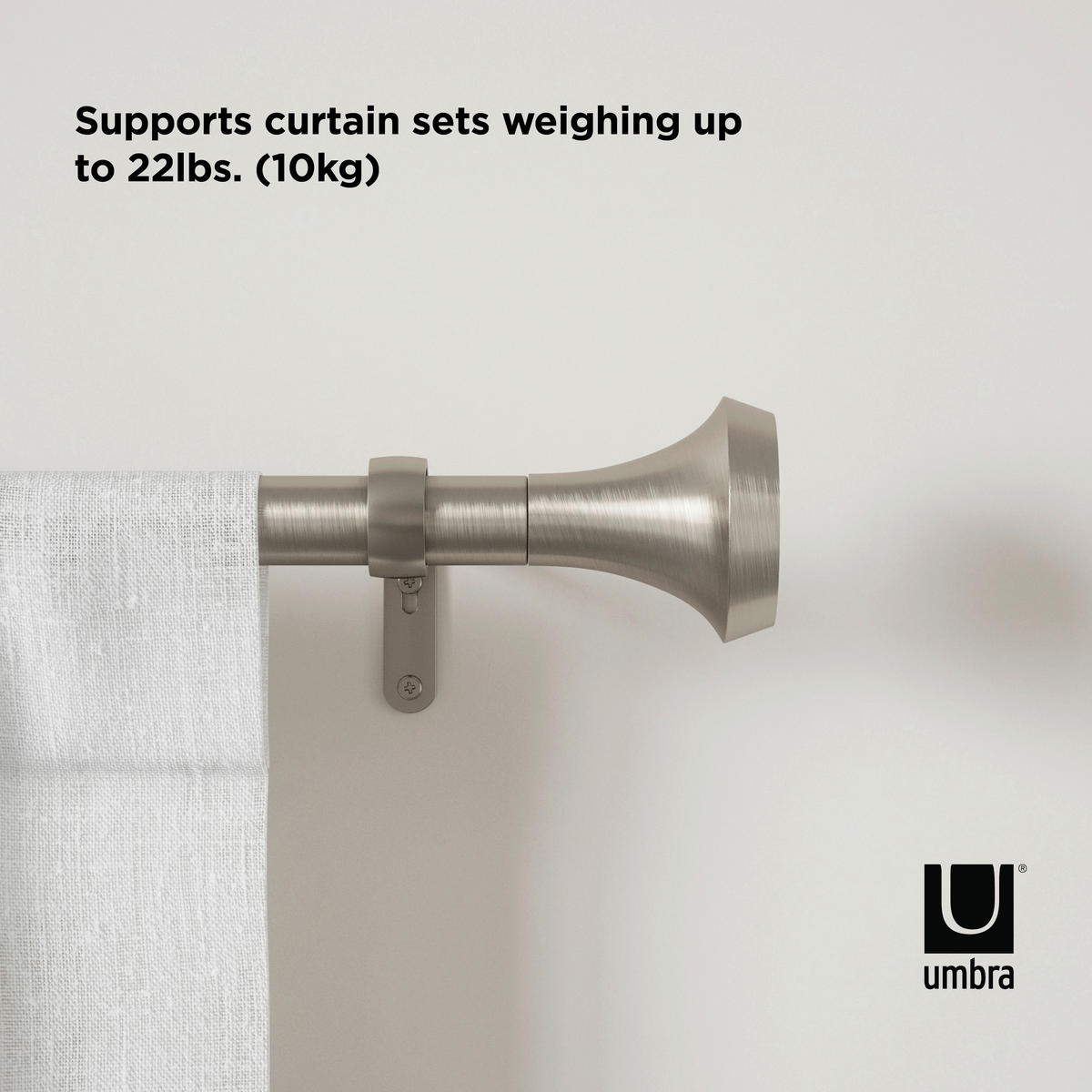 VORHANGSTANGENSET 91-183 cm  - Edelstahlfarben/Nickelfarben, KONVENTIONELL, Kunststoff/Metall (91-183cm) - Umbra