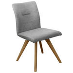 STUHL Webstoff Eichefarben, Hellgrau, Dunkelgrau Wildeiche vollmassiv  - Eichefarben/Dunkelgrau, KONVENTIONELL, Holz/Textil (51,5/87,5/63cm) - Linea Natura