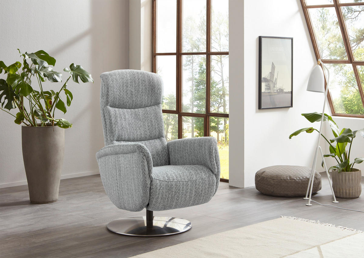 RELAXSESSEL in Textil Grau  - Edelstahlfarben/Grau, Design, Textil/Metall (71/112/83cm) - Dieter Knoll