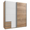 SCHWEBETÜRENSCHRANK 179/198/64 cm 2-türig Weiß, Plankeneiche  - Plankeneiche/Eichefarben, Design, Holzwerkstoff/Metall (179/198/64cm) - Boxxx