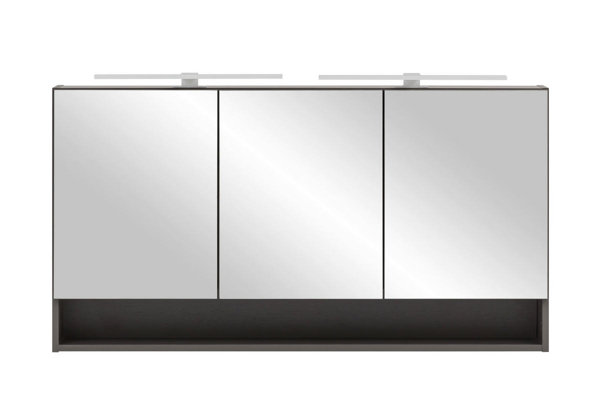 SPIEGELSCHRANK 120/64/20 cm  - Alufarben/Graphitfarben, Natur, Glas/Holzwerkstoff (120/64/20cm) - Xora