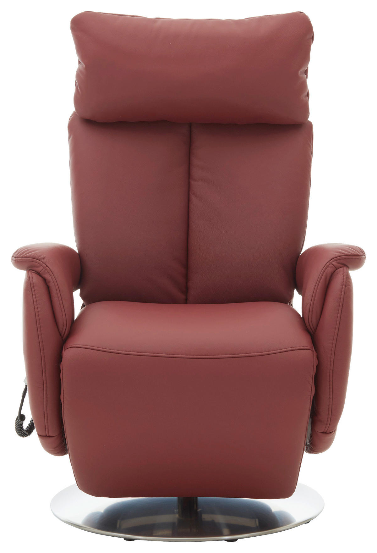 RELAXSESSEL in Leder Rot  - Edelstahlfarben/Rot, Design, Leder/Metall (78/113/81cm) - Cantus