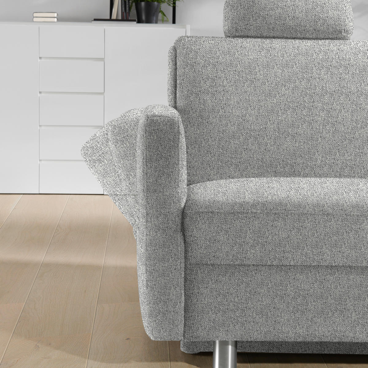 SCHLAFSOFA  in Mikrovelours Naturfarben  - Alufarben/Naturfarben, KONVENTIONELL, Kunststoff/Textil (176/88/91cm) - Sedda