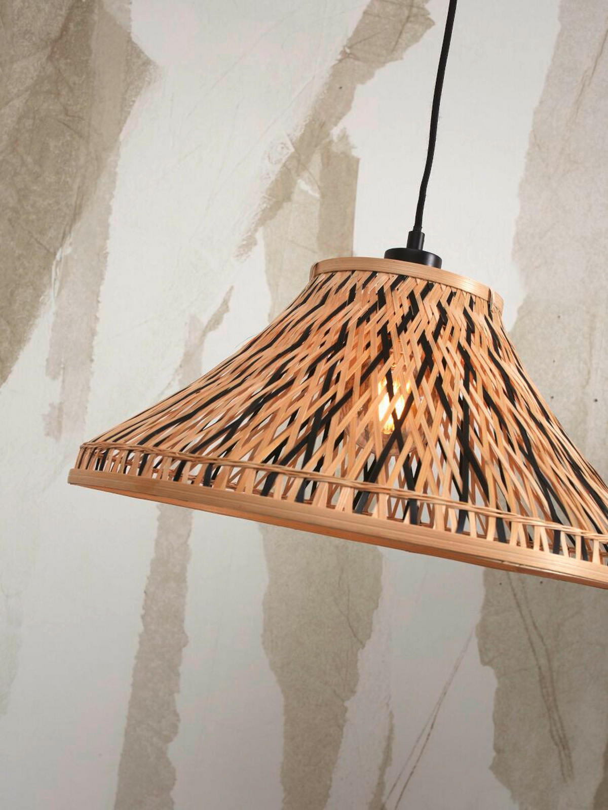 HÄNGELEUCHTE 45/45/20 cm  - Schwarz/Naturfarben, Trend, Holz (45/45/20cm) - Good & Mojo