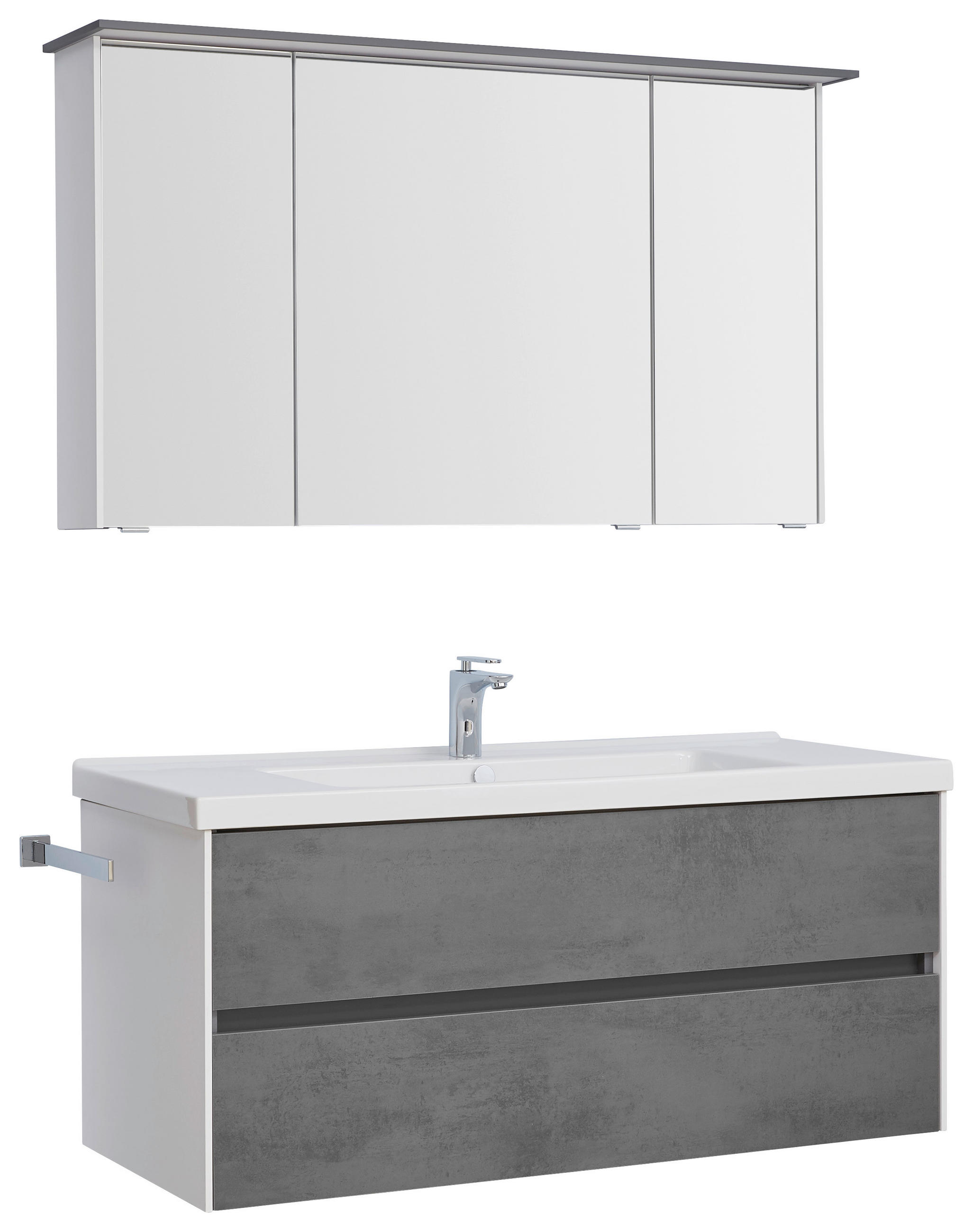KUPATILO  bela, tamnosiva  - tamnosiva/bela, Dizajnerski, staklo/pločasti materijal (121cm) - Dieter Knoll