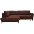 ECKSOFA in Flachgewebe, Leinenoptik Rotbraun  - Rotbraun/Schwarz, Design, Textil/Metall (208/247cm) - Xora