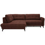 ECKSOFA in Flachgewebe, Leinenoptik Rotbraun  - Rotbraun/Schwarz, Design, Textil/Metall (208/247cm) - Xora