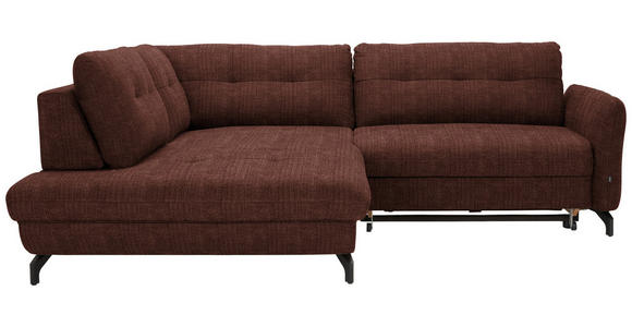 ECKSOFA in Flachgewebe, Leinenoptik Rotbraun  - Rotbraun/Schwarz, Design, Textil/Metall (208/247cm) - Xora