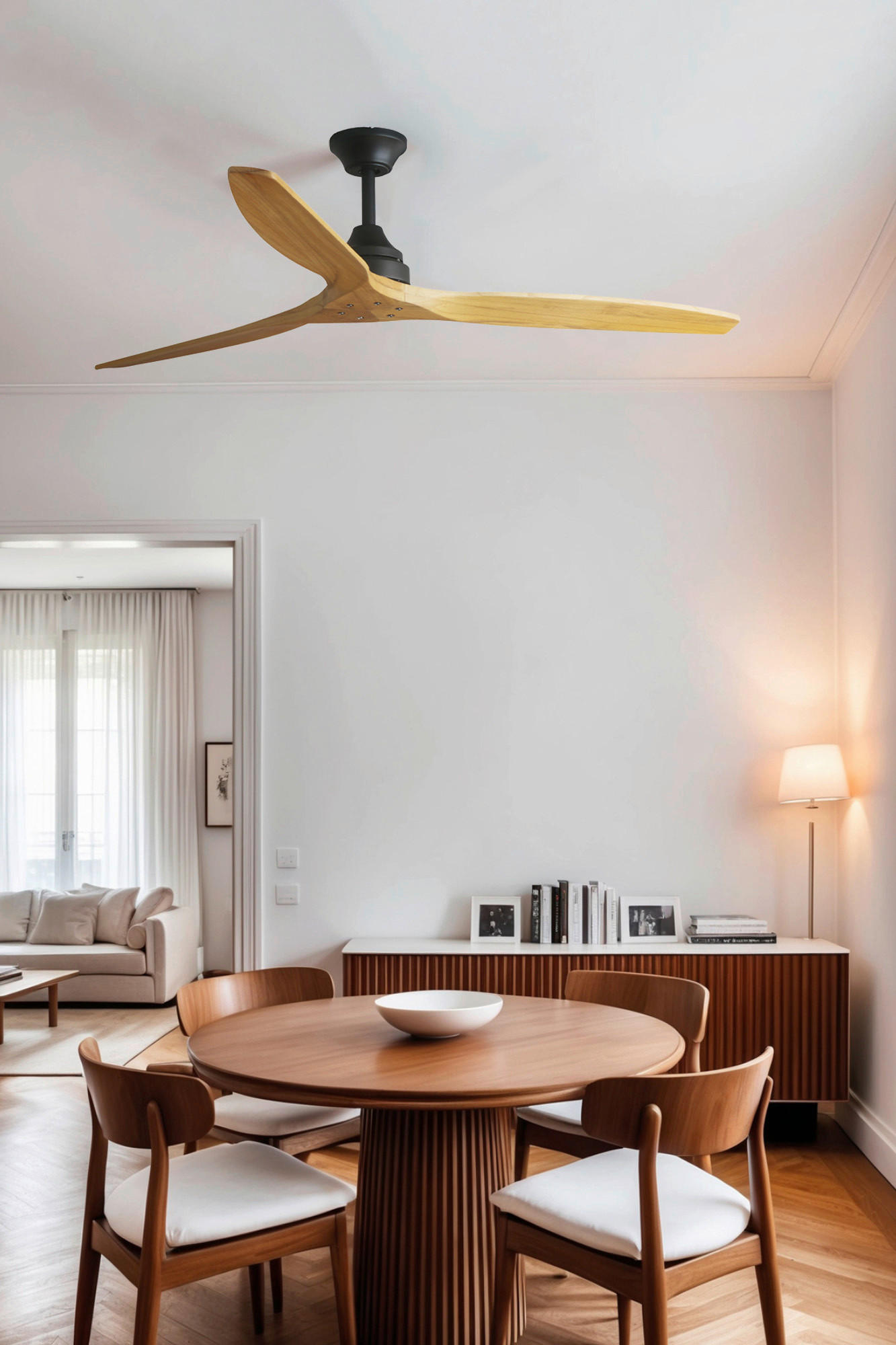 DECKENVENTILATOR 152/32 cm   - Ahornfarben/Schwarz, Natur, Holz/Metall (152/32cm)