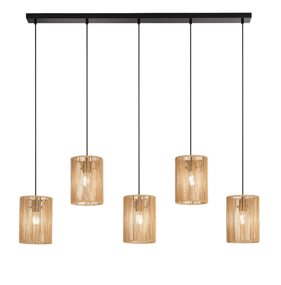 HÄNGELEUCHTE 115/15/176 cm  - Schwarz, Natur, Papier/Metall (115/15/176cm)