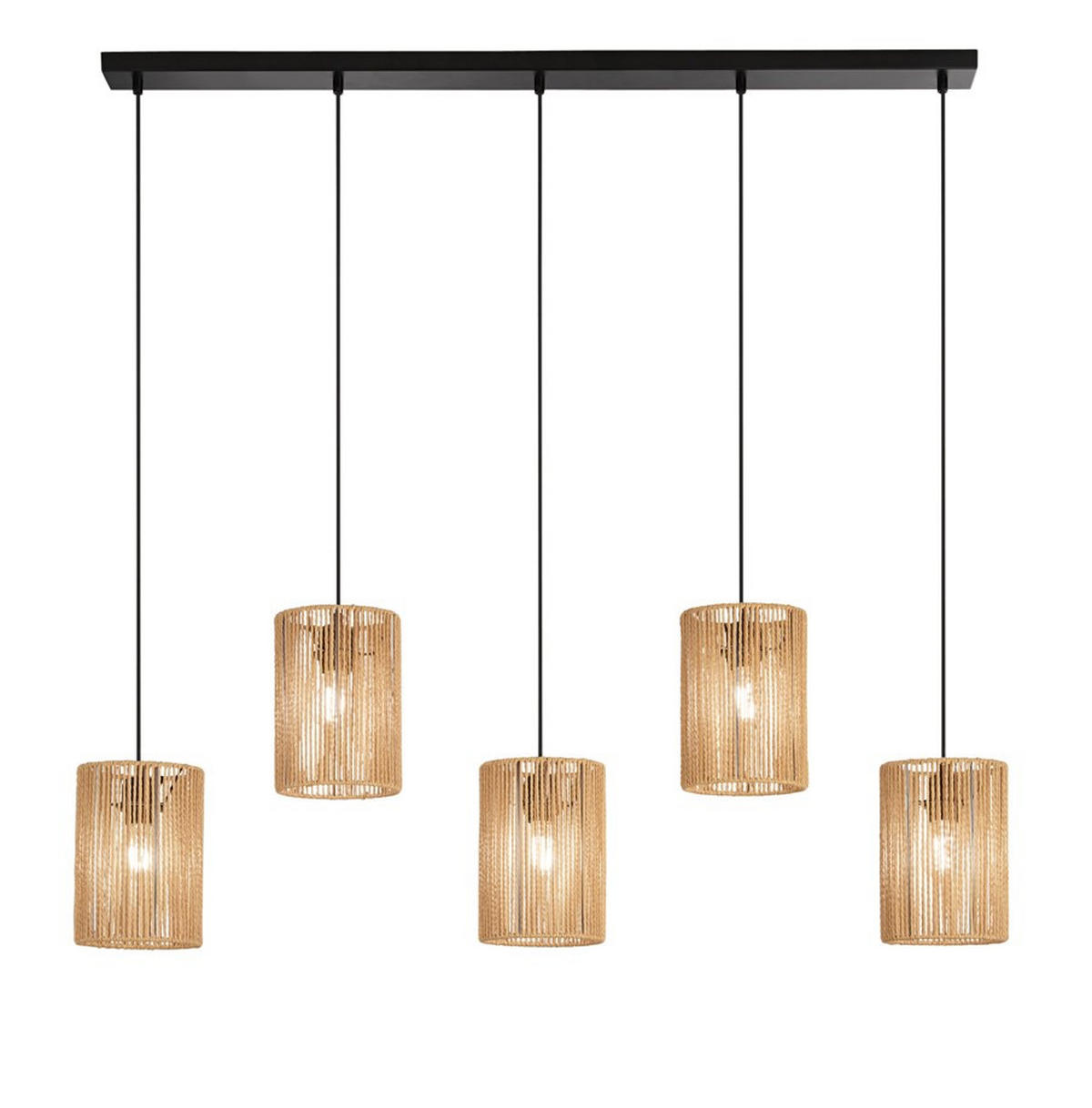 HÄNGELEUCHTE 115/15/176 cm  - Schwarz, Natur, Papier/Metall (115/15/176cm)