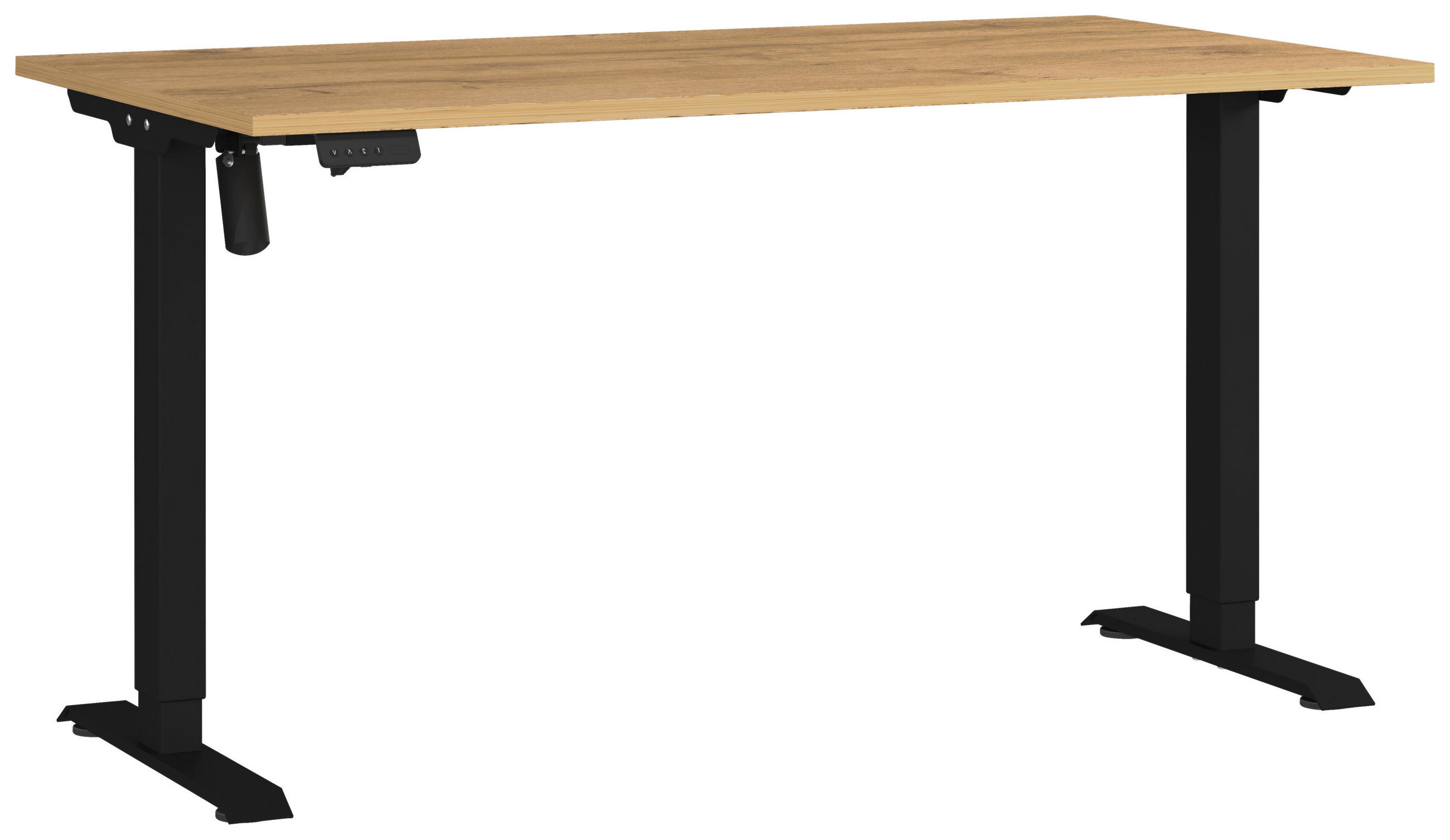 Germania Schreibtisch Schwarz, Eiche 80x71-119x140 cm